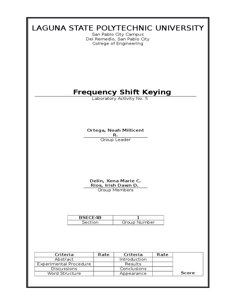 Laguna State Polytechnic University: Frequency Shift Keying | PDF ...