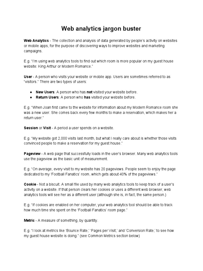 10  Analytics Glossary PDF sites World Wide 