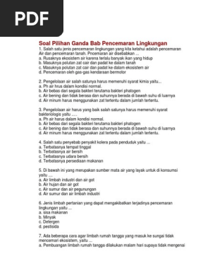 Soal Pilihan Ganda Bab Pencemaran Lingkungan