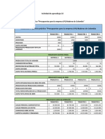 Evidencia 6 Ejercicio Práctico Presupuestos para La Empresa LPQ Maderas de Colombia