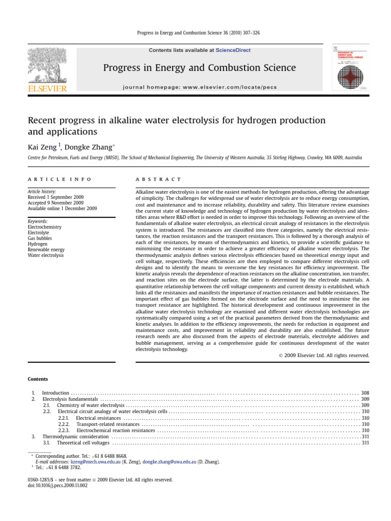 Advances in Alkaline Water Electrolysis | PDF | Electrochemistry | Cathode