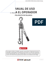 Todo Izaje Tecles Manual para Uso Del Operador Polipasto Palanca LH A 1362992