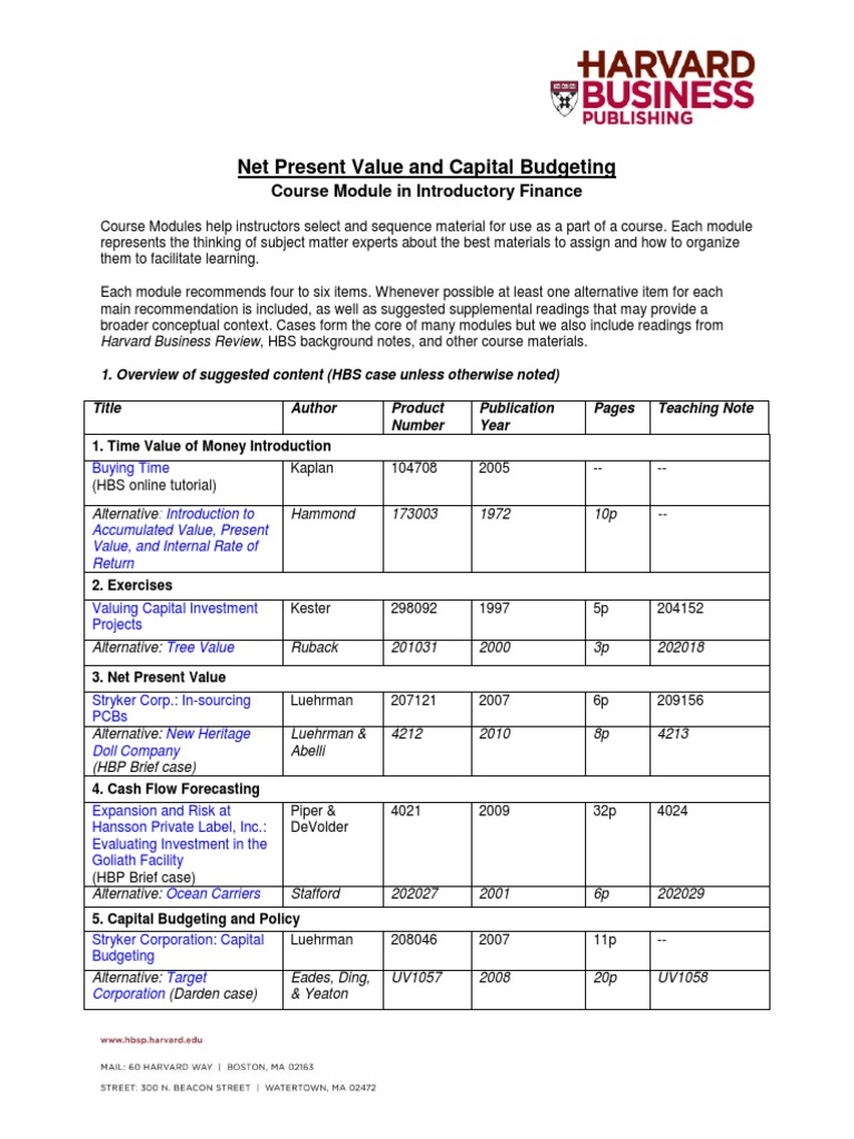 Cap. Budget PDF Capital Budgeting Internal Rate Of Return