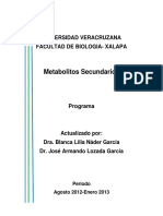 Metabolitos Secundarios: Universidad Veracruzana Facultad de Biologia-Xalapa
