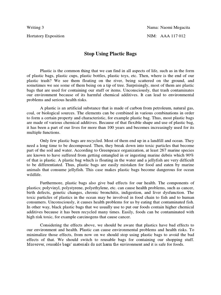 The Dangers of Plastic Bag Use An Argument for Adopting Reusable Bags