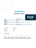Quadratics Question Paper