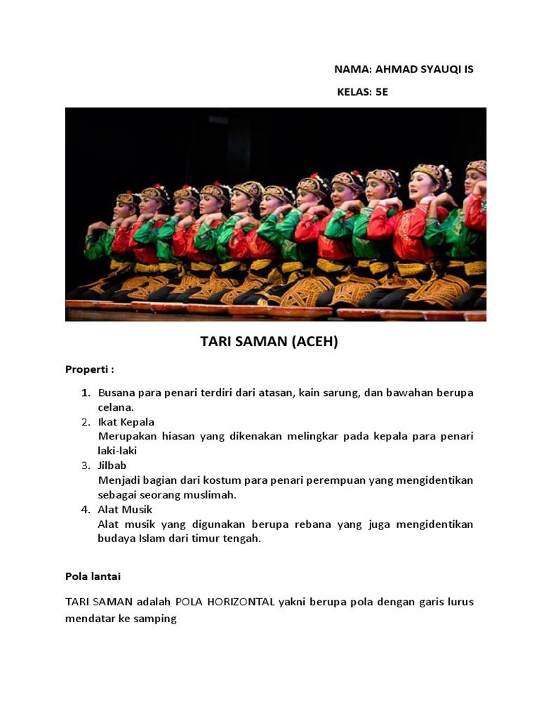 Properti Tari Saman Adalah Brainly
