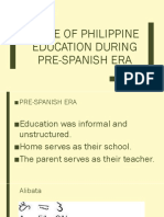 State of Philippine Education During Pre-Spanish Era
