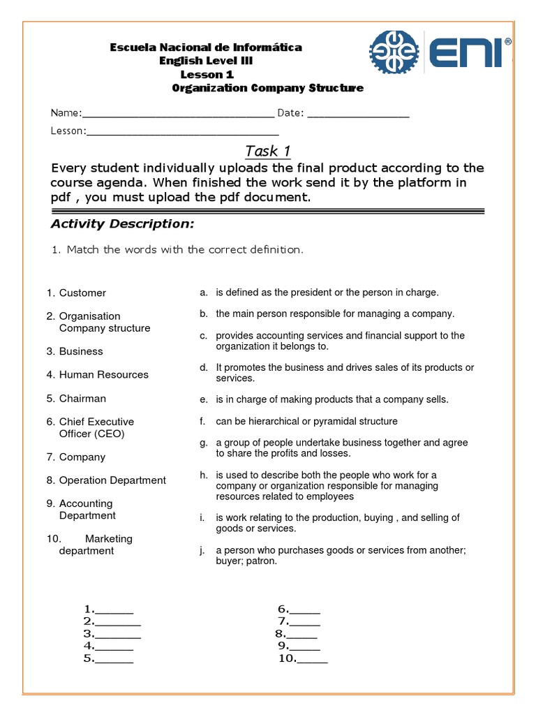 Organization Company Structure Lesson | PDF | Sales | Business Economics