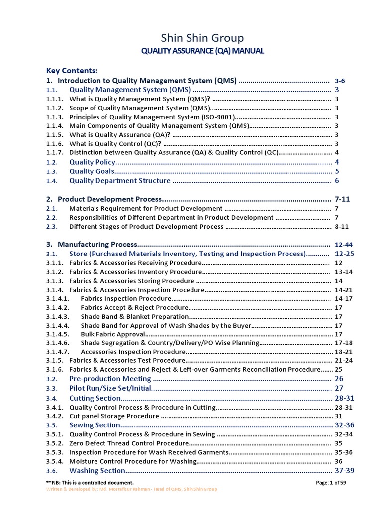 3 Quality Assurance Manual Quality Assurance Quality Management System