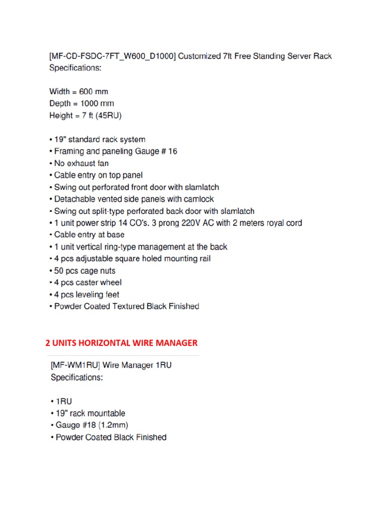 Server Rack Requirement | PDF