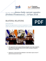 Bilateral Relations: ETEN Enlightens-Daily Current Capsules (Prelims Prominence) - 16 Jan 2018