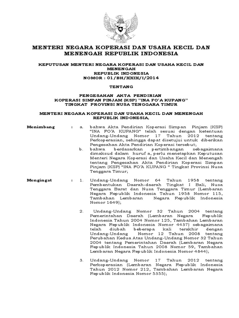 Contoh Sk Pengurus Koperasi Cara Golden