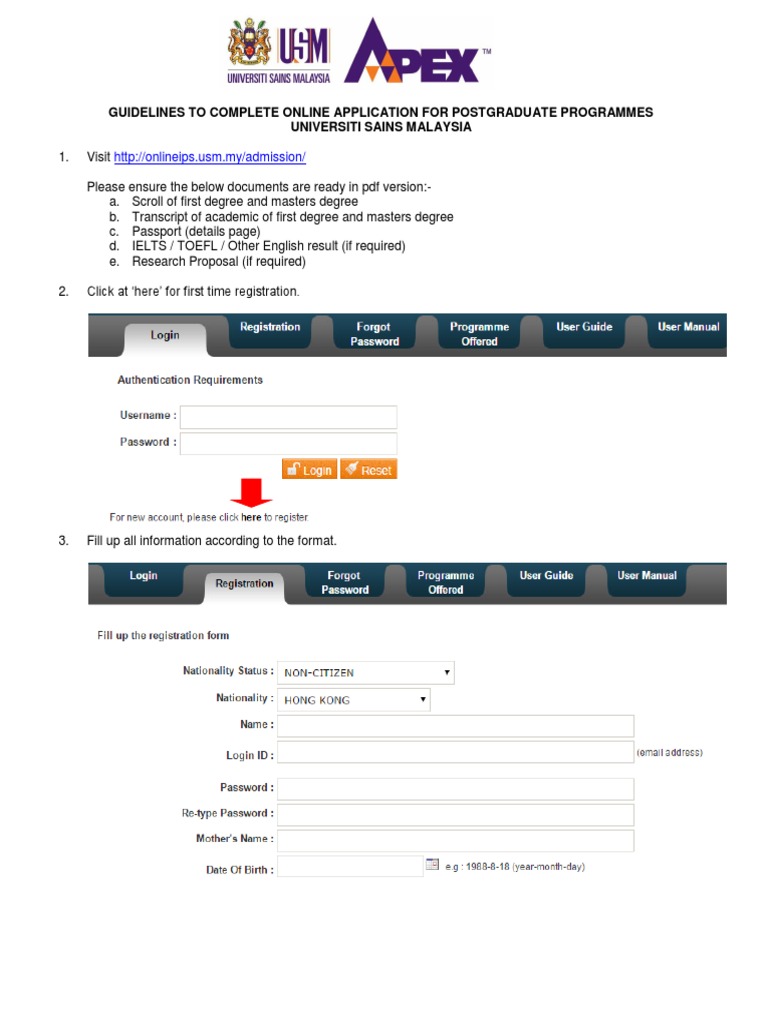 Guidelines To Complete Online Application For Postgraduate Programmes
