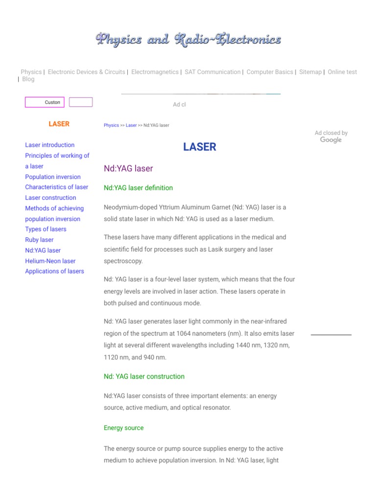 ND YAG Laser Definition, Construction and Working PDF Laser