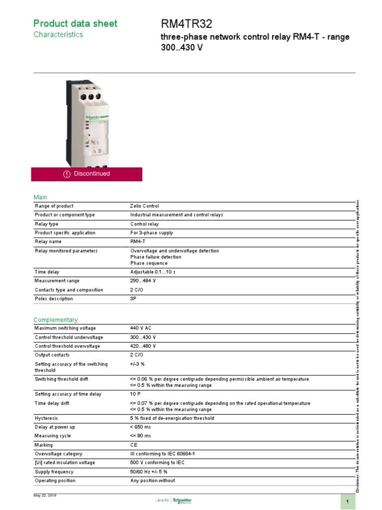 RM4TR32 Control Relay Data Sheet | PDF | International Electrotechnical ...