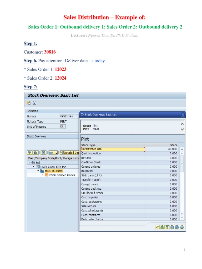 Sales Order and Outbound Delivery Guide | PDF | Computers