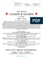 Madrid i Lisabon Last Second Novembar 2018 Program Putovanja