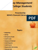 Money Management For College Students: Presented By: NOVA's Financial Literacy Program