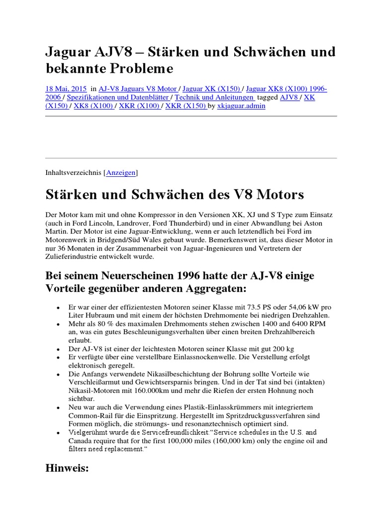 Jaguar Ajv8 Starken Und Schwachen Und Bekannte Probleme