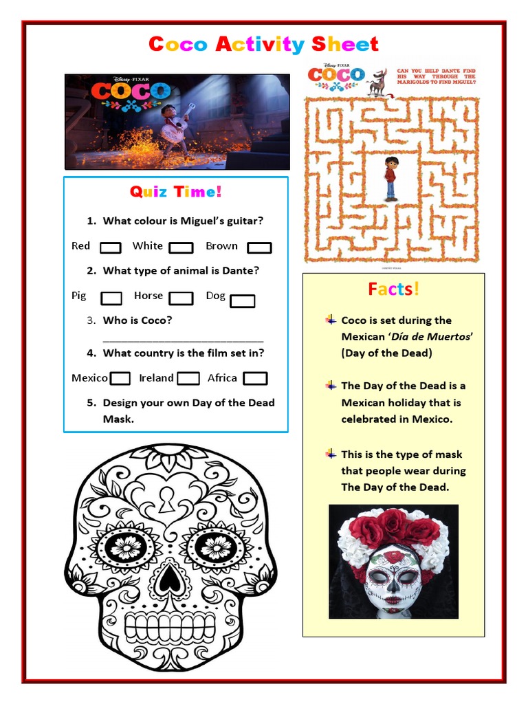 Coco Worksheet PDF  PDF  Traditions  Culture Of The Americas Within Dia De Los Muertos Worksheet