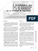 Estrategias Metodológicas para La Formación Del Pensamiento Científico en Los Estudiantes de La Facultad de Ingeniería