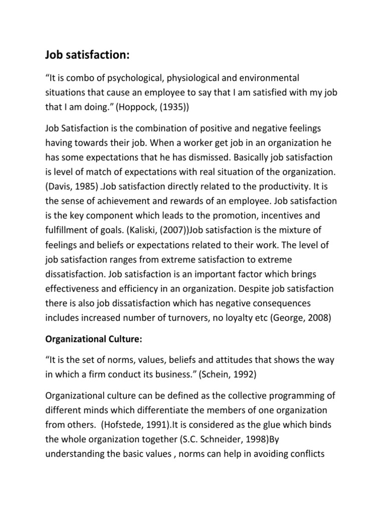 Understanding Job Satisfaction & Culture | PDF | Job Satisfaction ...
