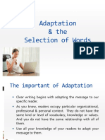 Adaptation & Selection of Words