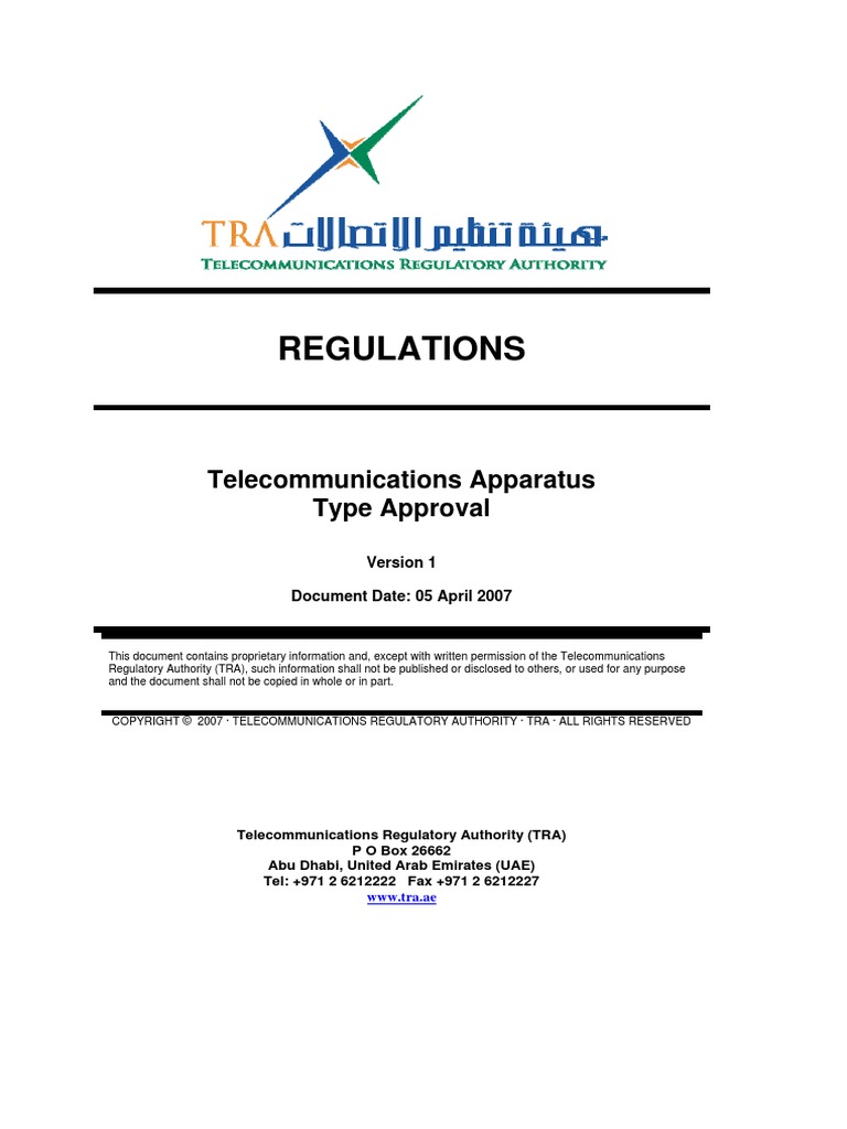 Type Approval Regulations From Dubai Authority PDF