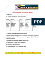 Exercícios sobre acentuação gráfica