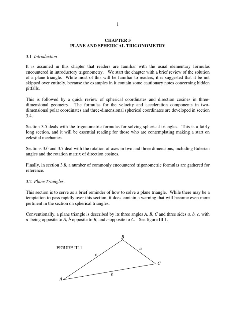 Plane and Spherical Trigonometry PDF Trigonometric Functions Sine
