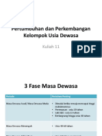 Pertumbuhan Dan Perkembangan Kelompok Usia Dewasa: Kuliah 11