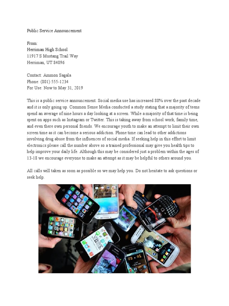 Limit Screen Time: PSA for Teens | PDF | Social Science