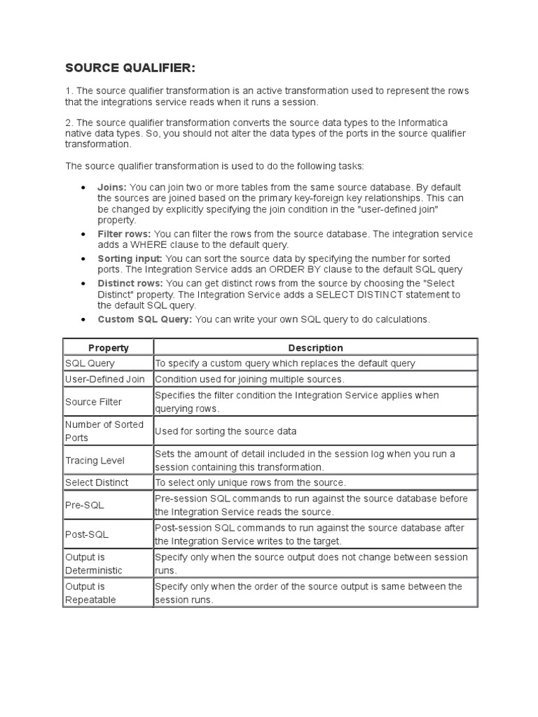 Informatica Source Qualifier Guide | PDF | Information Technology ...