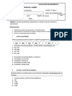 Evaluación de matemática 4° básico