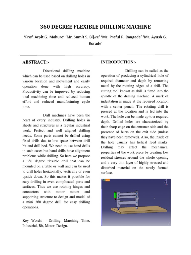 360 Degree Flexible Drilling Machine Paper | PDF | Drilling | Drill