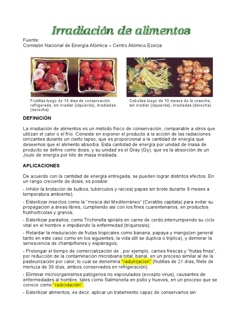 Irradiacion Alimentos | PDF | Alimentos | Esterilización (Microbiología)