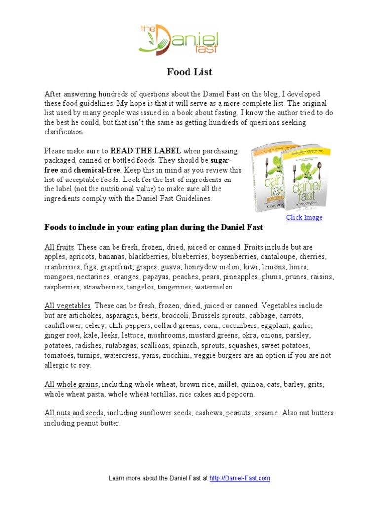 DANIEL FAST FOOD LIST PDF FREE DOWNLOAD intelligence overview