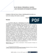 Avaliação em Aulas de Ciências e Matemáticas: Narrativa (Auto) Biográfica Como Instrumento de Formação Do Professor-Pesquisador