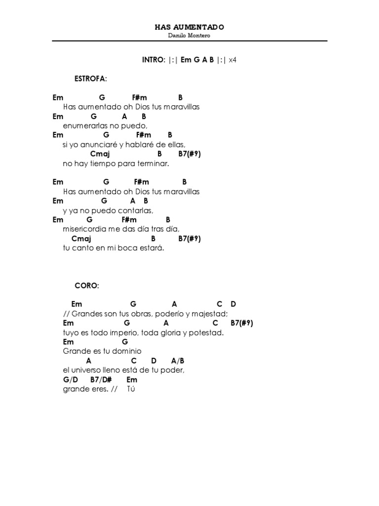 Has Aumentado Danilo Montero (Em) PDF PDF