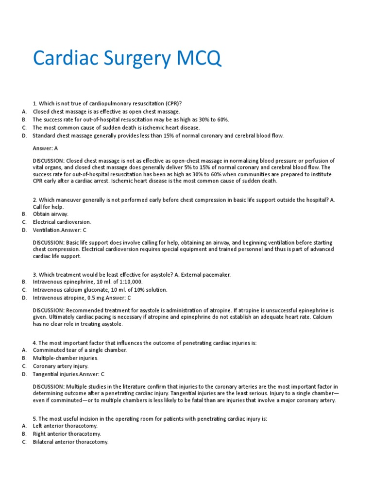 Cardiac Surgery MCQ | PDF | Heart Valve | Ventricle (Heart)