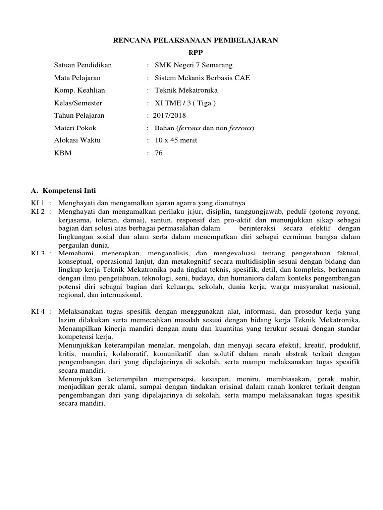 Rpp Sistem Mekanis Berbasis Cae 1