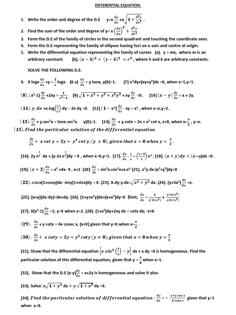M P 09 Ordinary Differential Equation Equations