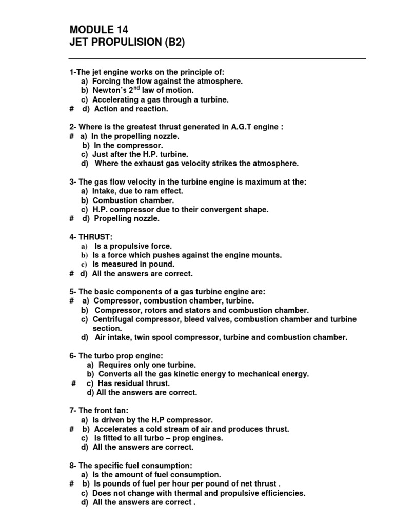 Module 14 Propulsion Turbine Engines B2 Test PDF | PDF | Jet Engine ...
