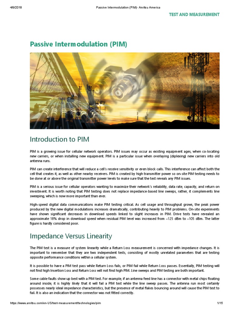 Passive Intermodulation (PIM) - Anritsu America | PDF | Coaxial Cable ...