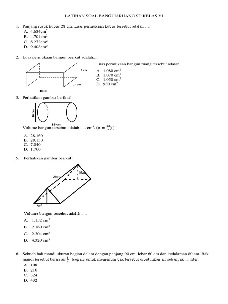 10 Latihan Soal Materi Kubus