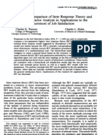 An Empirical Comparison of Item Response Theory and Hierarchical Factor Analysis in Applications Tot He Measurement of Job Satisfaction