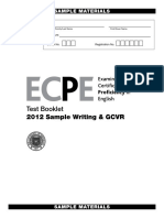 Test Booklet: 2012 Sample Writing & GCVR