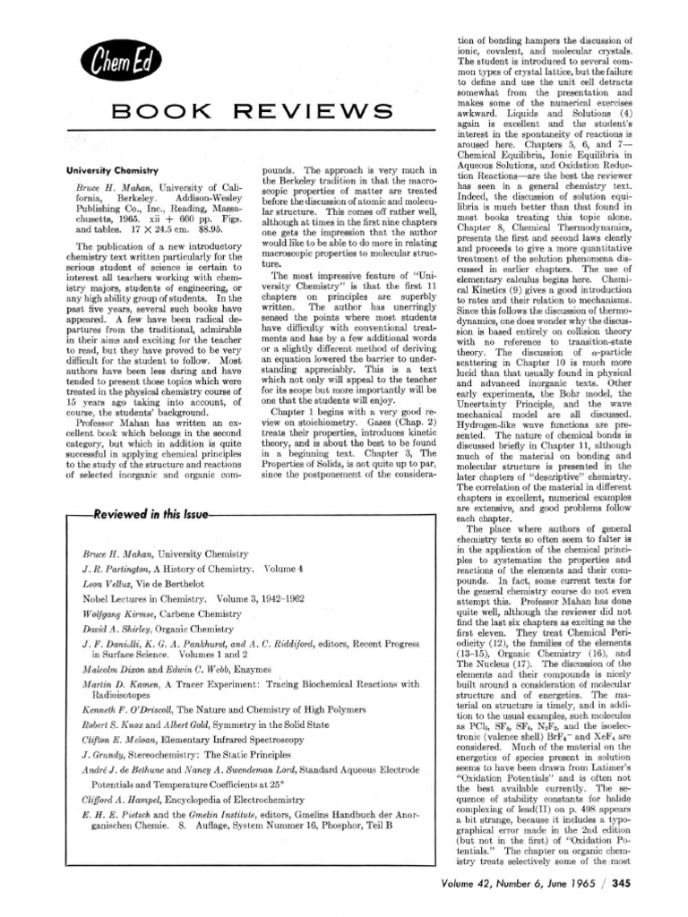 University Chemistry Mahan Bruce H Journal of Acs Download Free PDF