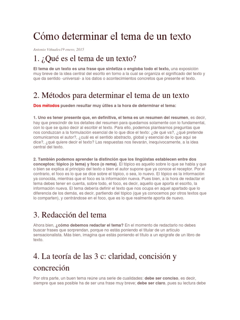 Cómo determinar el tema de un texto | PDF | Violencia | Adolescencia